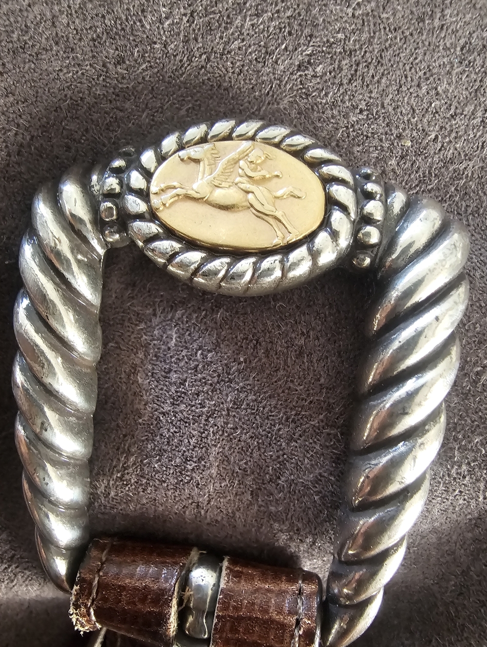 Vintage '95 Brighton Museum Collection Greco-Roman Coin Lizard Belt Brown Size L